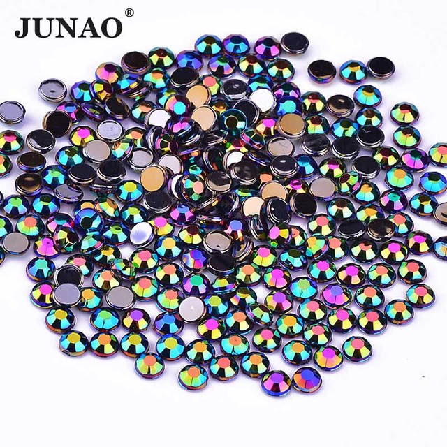 JUNAO 4mm Black AB Crystal Small Nail Rhinestones Non Hotfix Strass  Flatback Acrylic Stones Round Diamond Beads for DIY Crafts - AliExpress